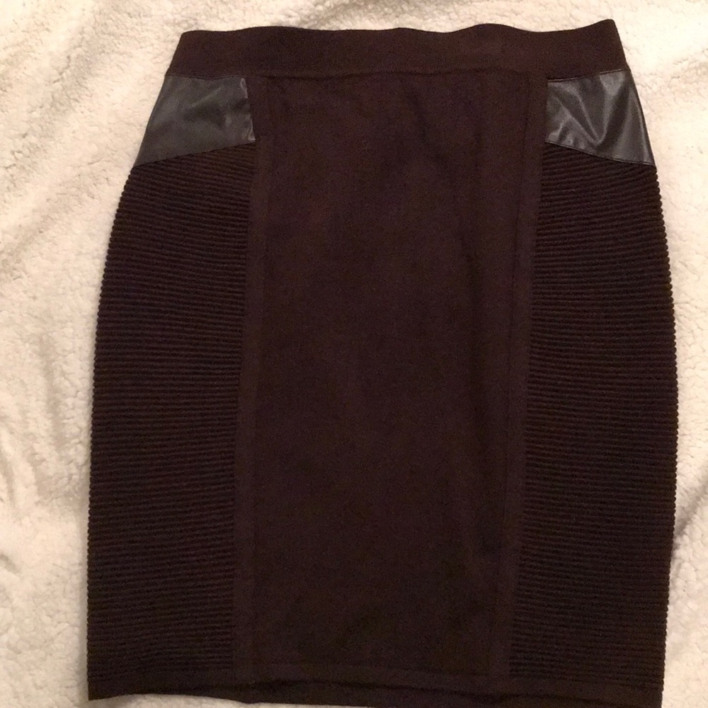 Cache Chocolate brown faux leather pencil skirt